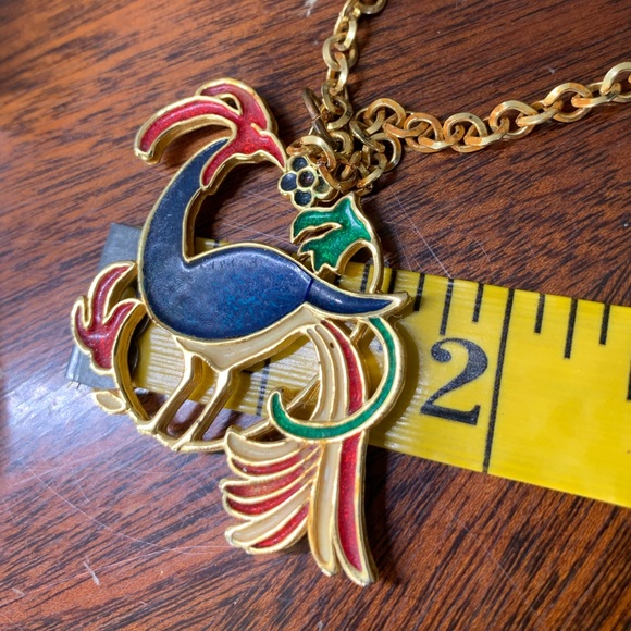 Vintage Enamel Peacock Necklace - Picture 5 of 9